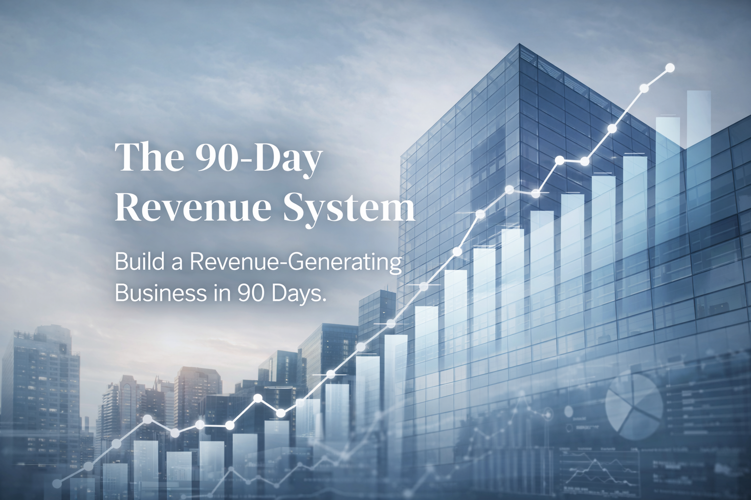 Business growth strategy illustration with modern office building and rising revenue chart showing scalable financial systems